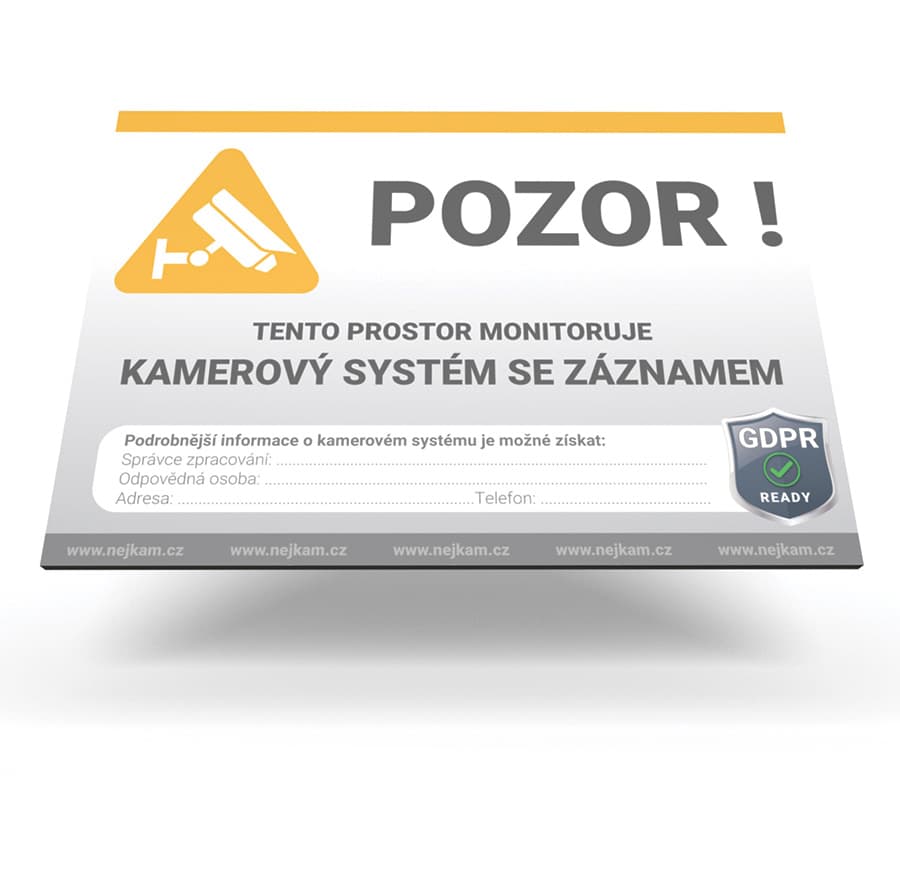 Výstražná tabulka pro kamerový sytém GDPR READY - A5, venkovní